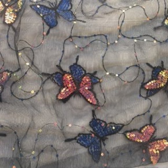 Shein black mesh crop top, sz 4xL, sequin butterflies - Picture 4 of 4